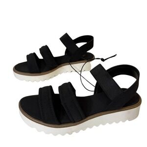 STYLUS Yoko Womens‎ Chunky Platform Strappy Sandal Shoes Size 8 Black Open Toe